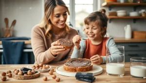 Dziecko jedzące kanapkę ze zdrowym, domowym kremem czekoladowym, co pokazuje, czy Nutella jest zdrowa dla dzieci.